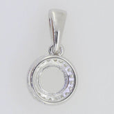 Sterling Silver Semi Mount Pendant Setting Round RD 6x6mm White Topaz - Syzjewelry